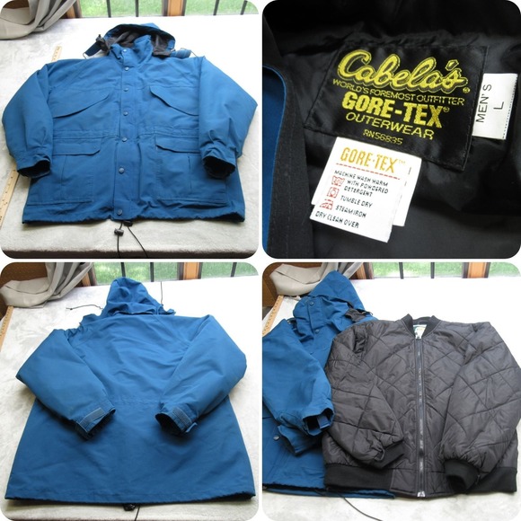 Cabelas Jacket Men Large Sea Blue GoreTex Waterproof Removable Liner 3-in-1 VTG - Picture 1 of 16